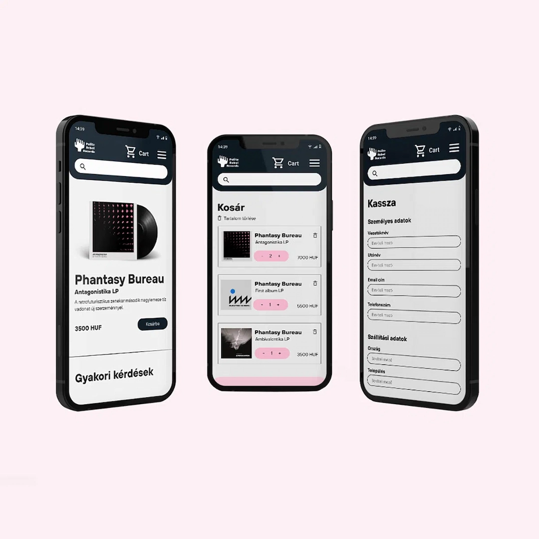 Ügynökségi együttműködés a Works. csapattal – UI design terv egy webshophoz, a UX/UI képzés hallgatói munkái közül.
