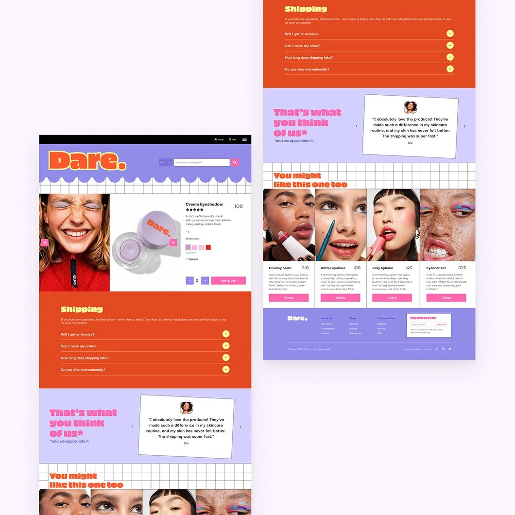 Ügynökségi együttműködés a Works. csapattal – UI design terv egy webshophoz, a UX/UI képzés hallgatói munkái közül.