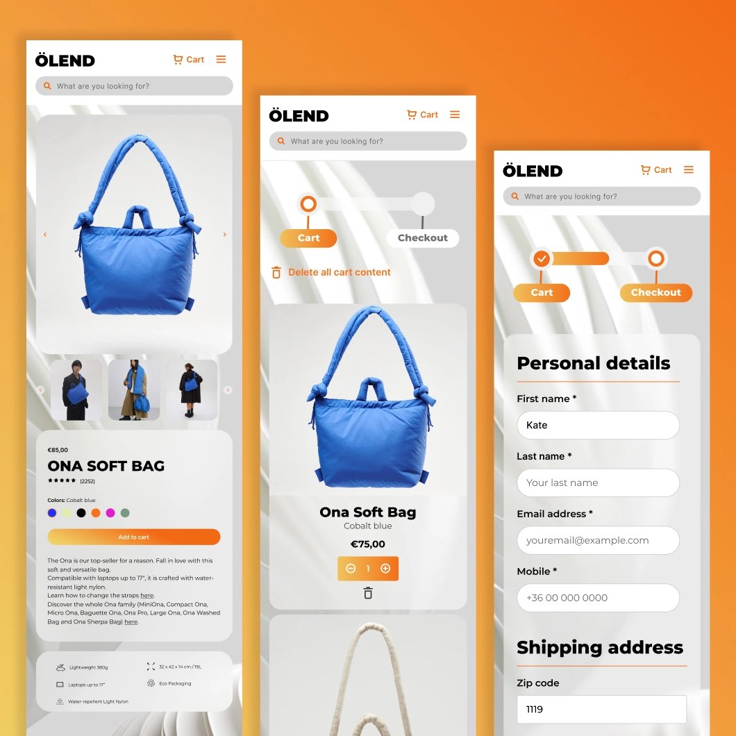 Ügynökségi együttműködés a Works. csapattal – UI design terv egy webshophoz, a UX/UI képzés hallgatói munkái közül.