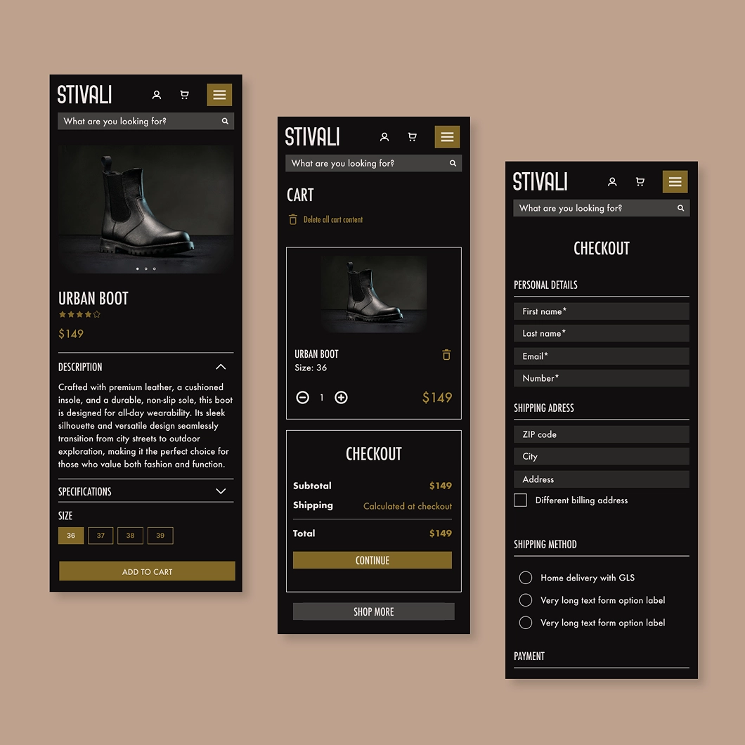 Ügynökségi együttműködés a Works. csapattal – UI design terv egy webshophoz, a UX/UI képzés hallgatói munkái közül.