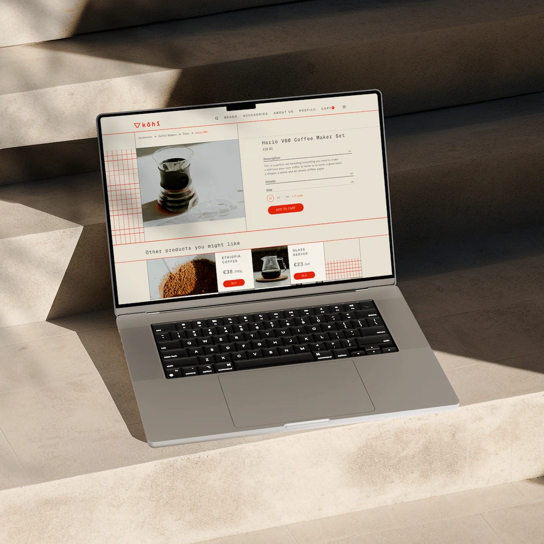 Ügynökségi együttműködés a Works. csapattal – UI design terv egy webshophoz, a UX/UI képzés hallgatói munkái közül.