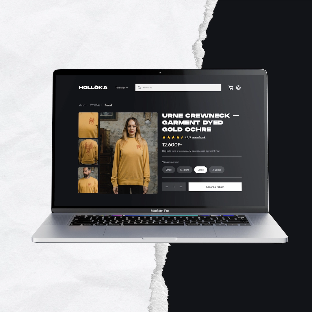 Ügynökségi együttműködés a Works. csapattal – UI design terv egy webshophoz, a UX/UI képzés hallgatói munkái közül.