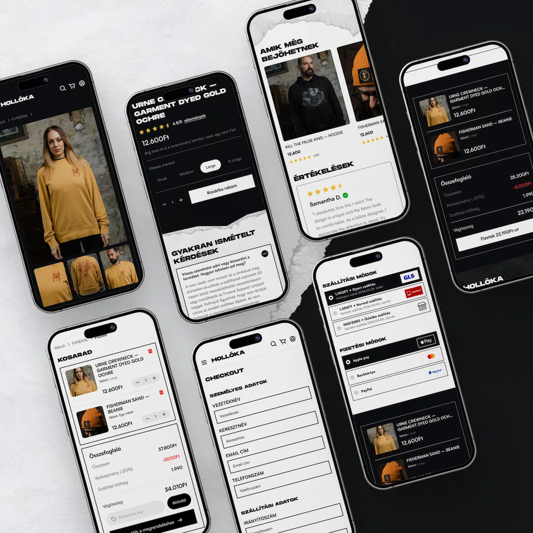 Ügynökségi együttműködés a Works. csapattal – UI design terv egy webshophoz, a UX/UI képzés hallgatói munkái közül.