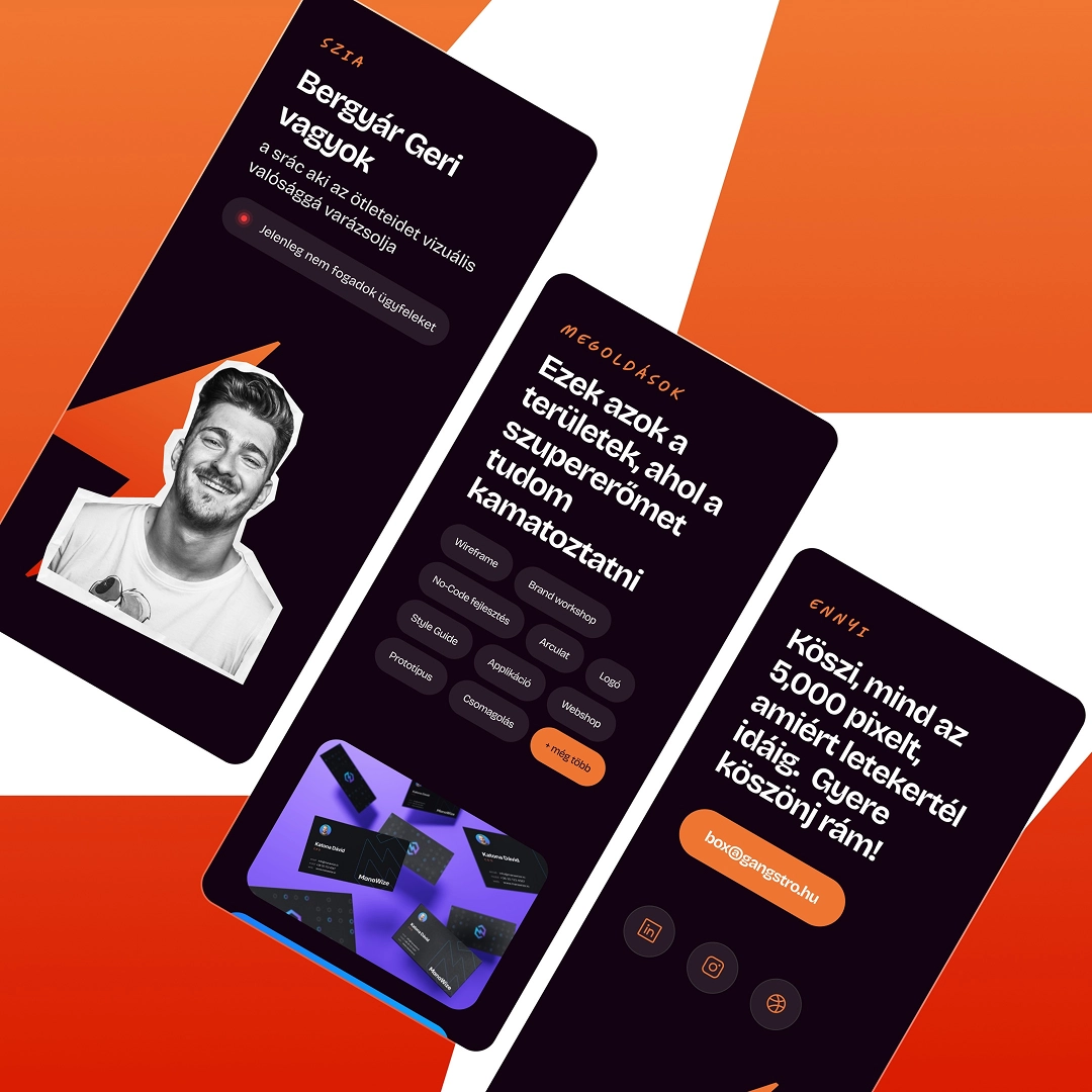 Portfólióhonlap-tervek a UX/UI képzés hallgatói munkái közül