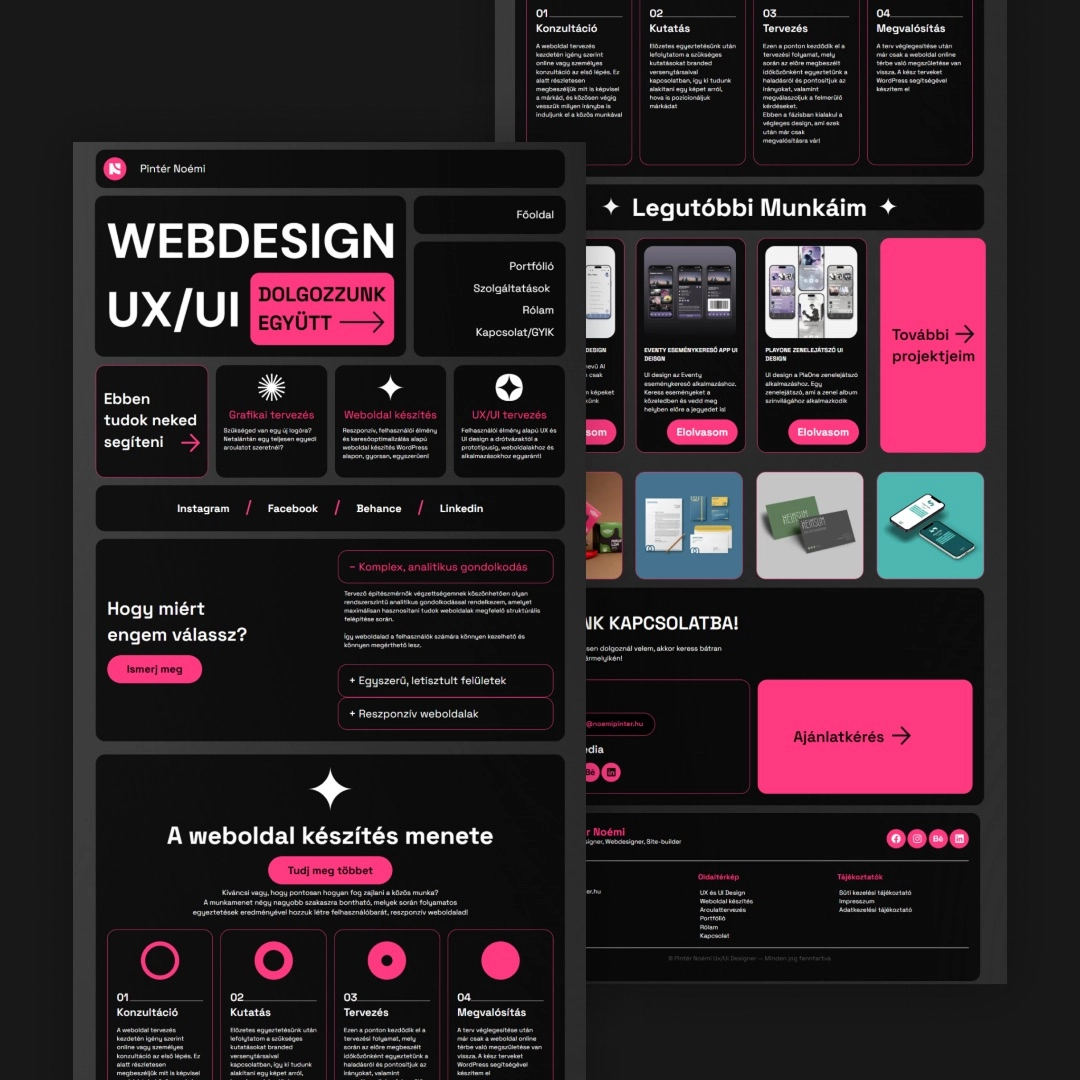 Portfólióhonlap-tervek a UX/UI képzés hallgatói munkái közül