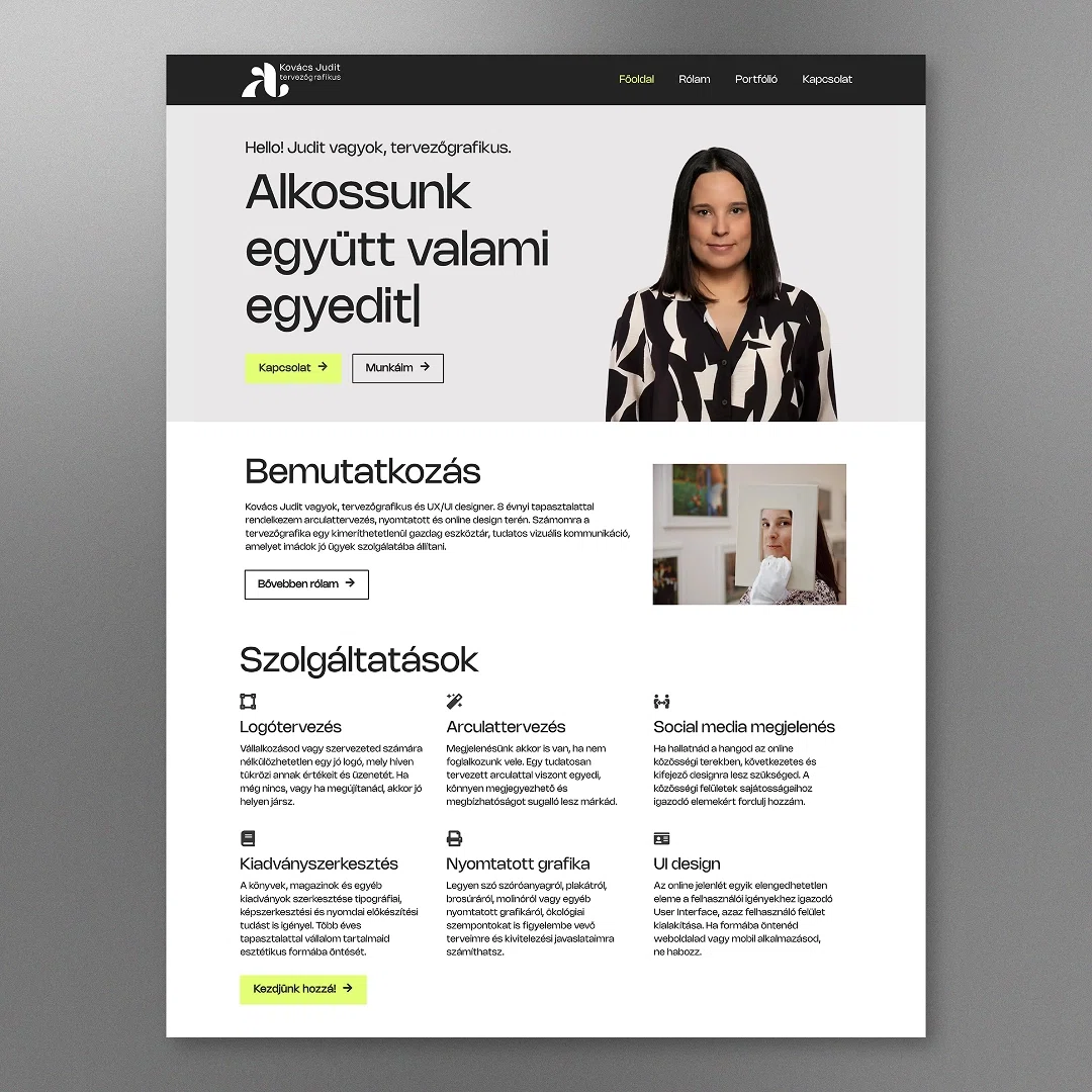 Portfólióhonlap-tervek a UX/UI képzés hallgatói munkái közül