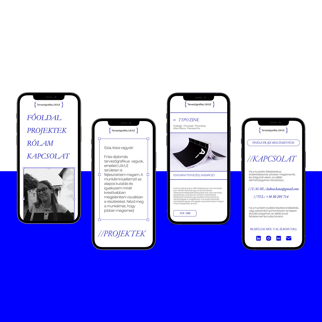 Portfólióhonlap-tervek a UX/UI képzés hallgatói munkái közül